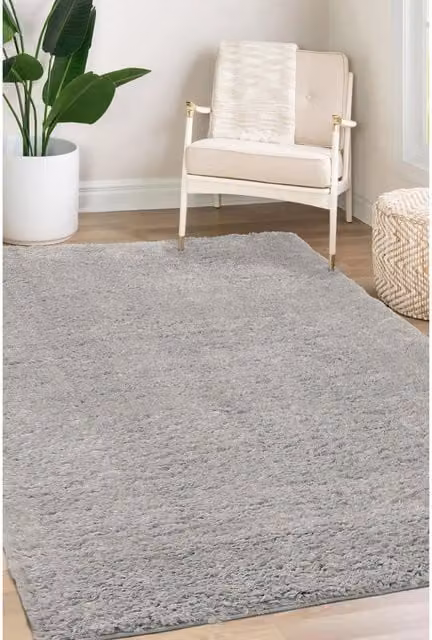 Melrose Interiors Laguna Super Soft Shaggy Area Rug in Silver Grey, W: 120 cm, L: 170 cm