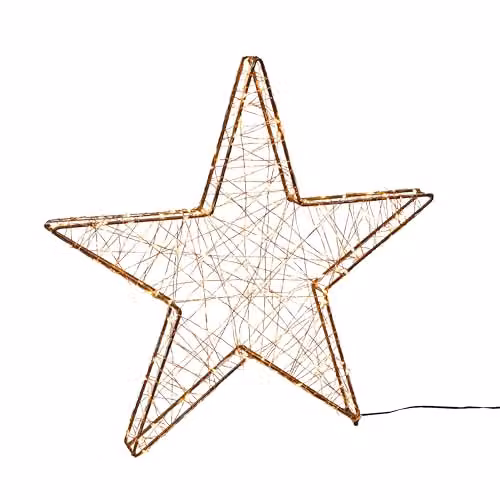 Lights4fun Outdoor Christmas Star Silhouette Decoration with 400 Warm White Micro LEDs, White and Copper, 40 cm – 2
