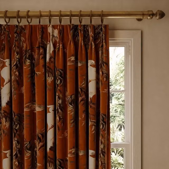 House of Hackney ZEUS Velvet Fabric Panel Curtain in Brown and Orange