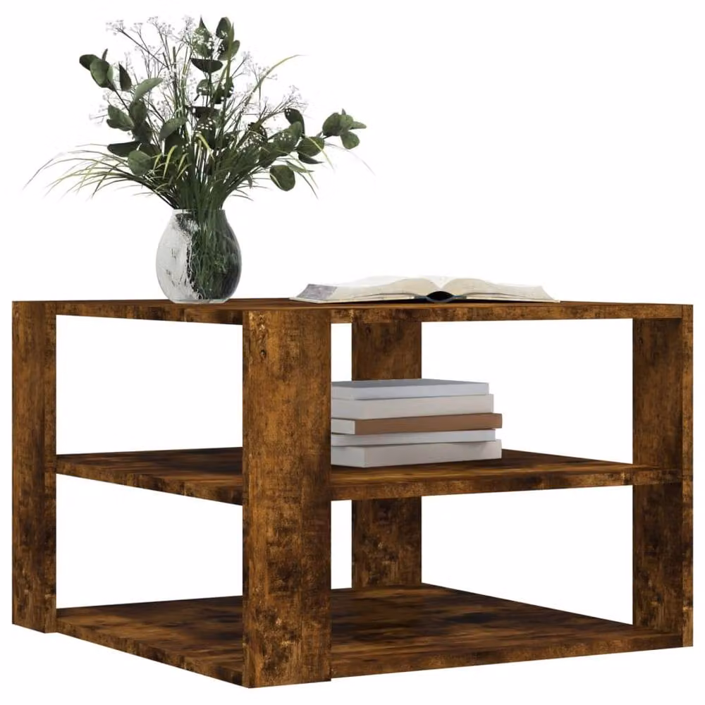 Berkfield Home Square Coffee Table in Smoked Oak Brown, W/D/H: 59.5 x 59.5 x 40 cm – 3