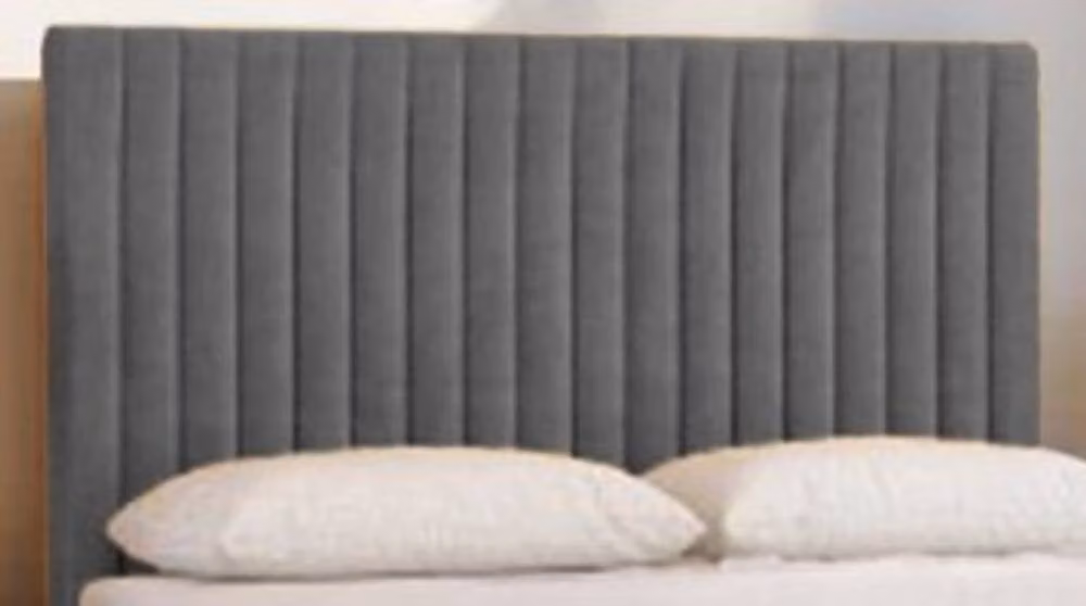 Knight Sleep Emily No Draw Divan Bed Base with Headboard in Mid Grey Plush Velvet, W/D/H: 140 x 200 cm – 2