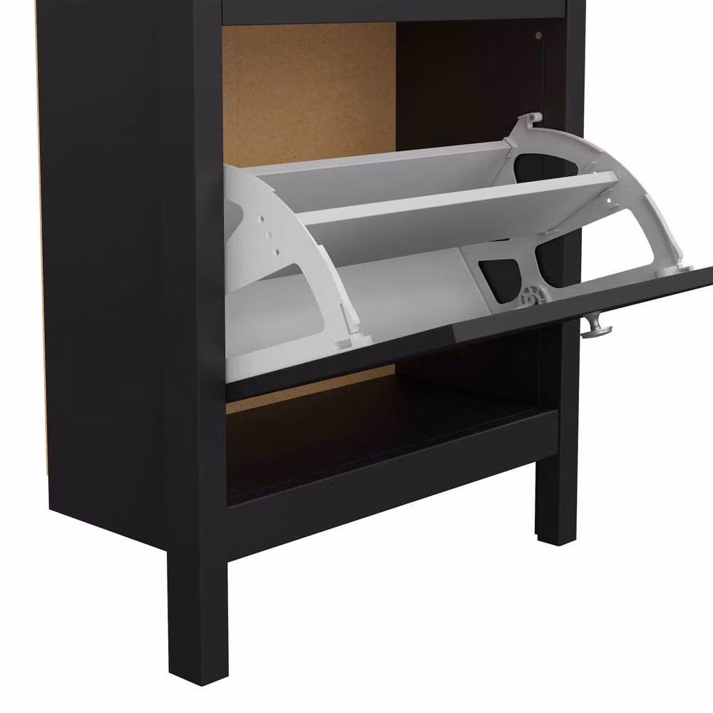 Wyld Haus Gossmere Matt Black 2 Door Shoe Cabinet – 3