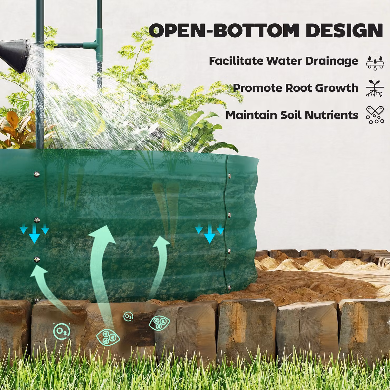 Outsunny Galvanised Steel Raised Garden Bed with Arched Trellis, Green, W: 152.4 cm, D: 91.44 cm, H: 182.88 cm – 7