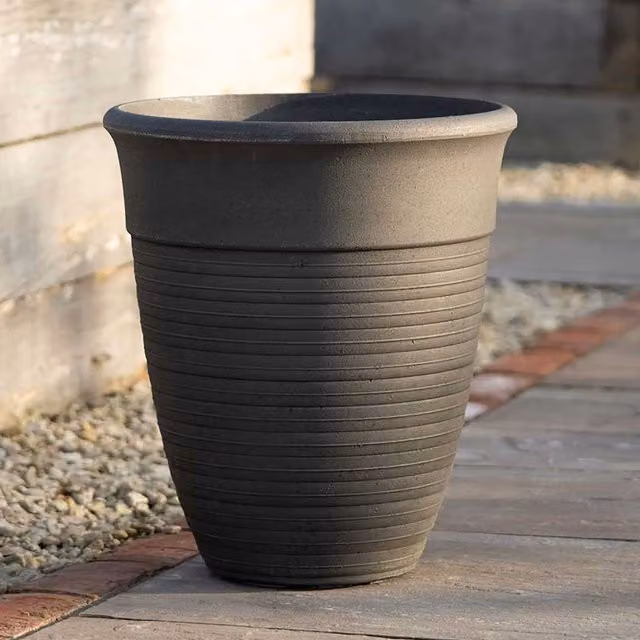 Primrose Tall Ribbed Texture Round Planter in Grey