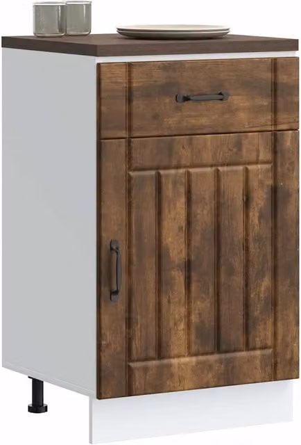 Berkfield Home Lucca Freestanding Kitchen Sink Unit in Brown Smoked Oak MDF