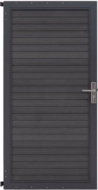 Monster Shop Grey Composite WPC and Aluminium Single Gate, H: 180 cm x W: 90 cm