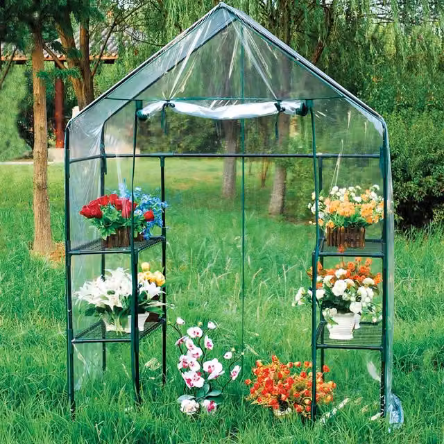 Actiasgear 4-Shelf Greenhouse with Cover in Green and Transparent