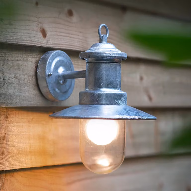 Garden Trading St Ives Ship Maritime Outdoor Wall Lantern in Silver Galvanised Steel