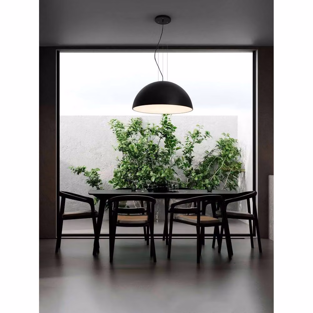 Netlighting Tholos Dome Pendant Light in Sandy Black and Matt White, Diameter: 70 cm, E27, 3x12W – 2