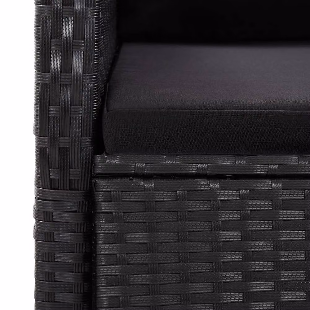 Berkfield Home Beautiful 9 Piece Black Poly Rattan Garden Dining Set with Cushions – 3