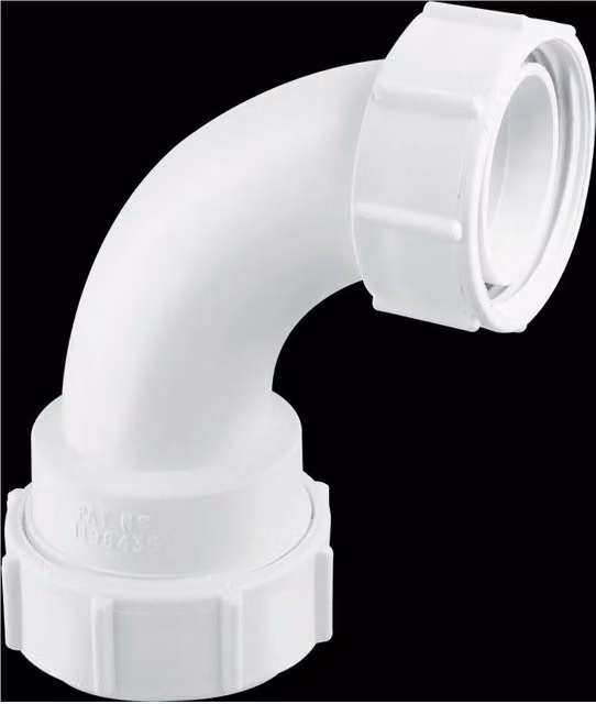McAlpine T5M 1.5 inch 90 degree Multifit Bend with BSP Coupling Nut, White