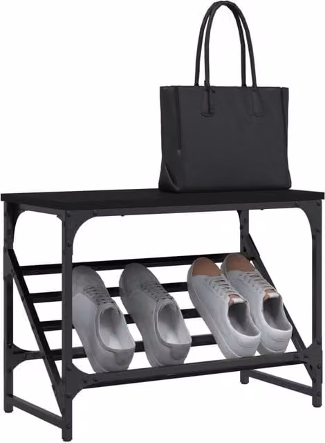 Berkfield Home Black Freestanding Industrial Shoe Rack, W: 60 cm, D: 30 cm, H: 45 cm – 1