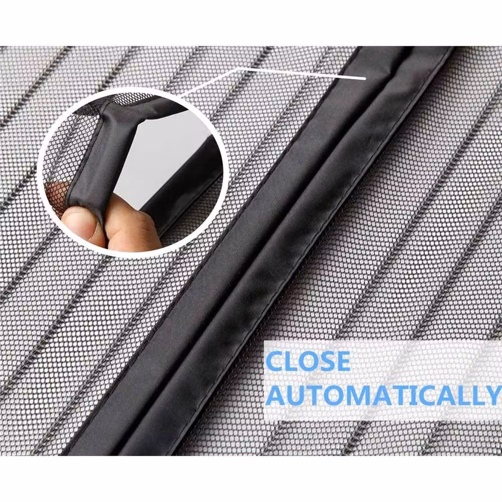 NESTLUNE Heavy Duty Magnetic Door Curtain Screen in Black, W: 100 cm, H: 150 cm – 3