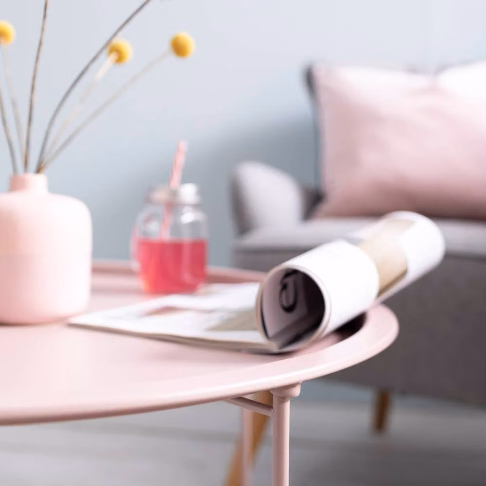 Nöa and Nani Bjarni Round Metal Coffee Table in Blush Pink – 2