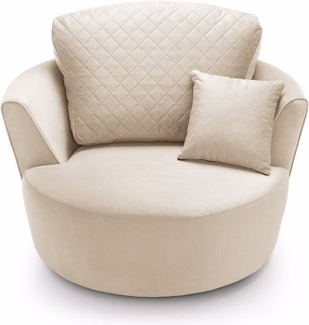 Abakus Direct Beige Velvet Swivel Tub Chair with Armrests
