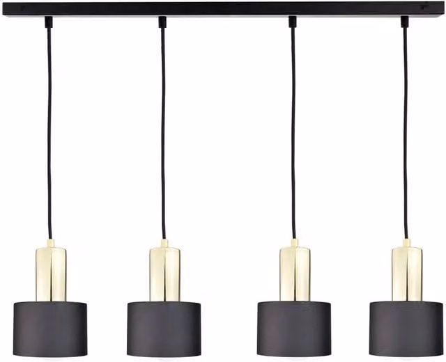 Netlighting Luce Bar Pendant Ceiling Light in Black and Gold, 100 cm, 4x E27