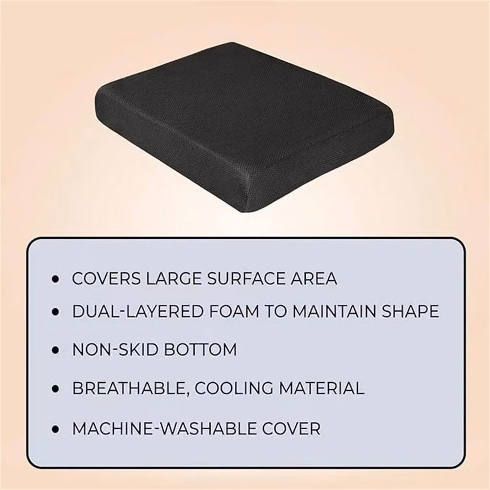 SPETLEK Orthopaedic Memory Foam Seat Cushion in Black, W/D/H: 45.5 x 40.5 x 7.5 cm – 4