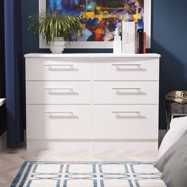 Sherwood Ready Assembled 6 Drawer Midi Chest in White Matt