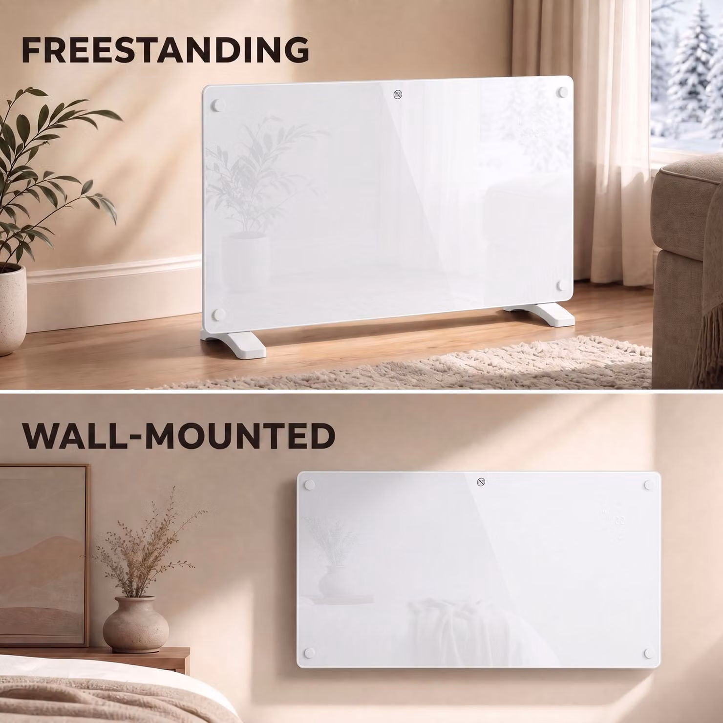 HOMCOM 1500W Smart Convector Panel Heater, White, Wall Mounted or Freestanding with WiFi App Control and Weekly Timer – 5