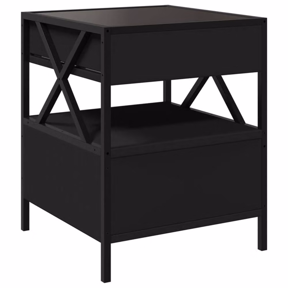 Berkfield Home Infinity LED Bedside Table in Black with Mirror Top, W/D/H: 40 x 40 x 51 cm – 4