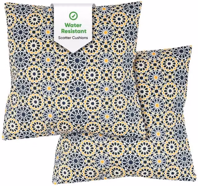 Gardenwize Casablanca Pack of 2 Moroccan Graphic Cushion Covers, Blue and Multicolour, W/D/H: 45 x 45 x 45 cm – 1