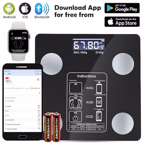ATEK Digital Smart Body Weight Scale with Bluetooth App Control and BMI Monitor, White – 4