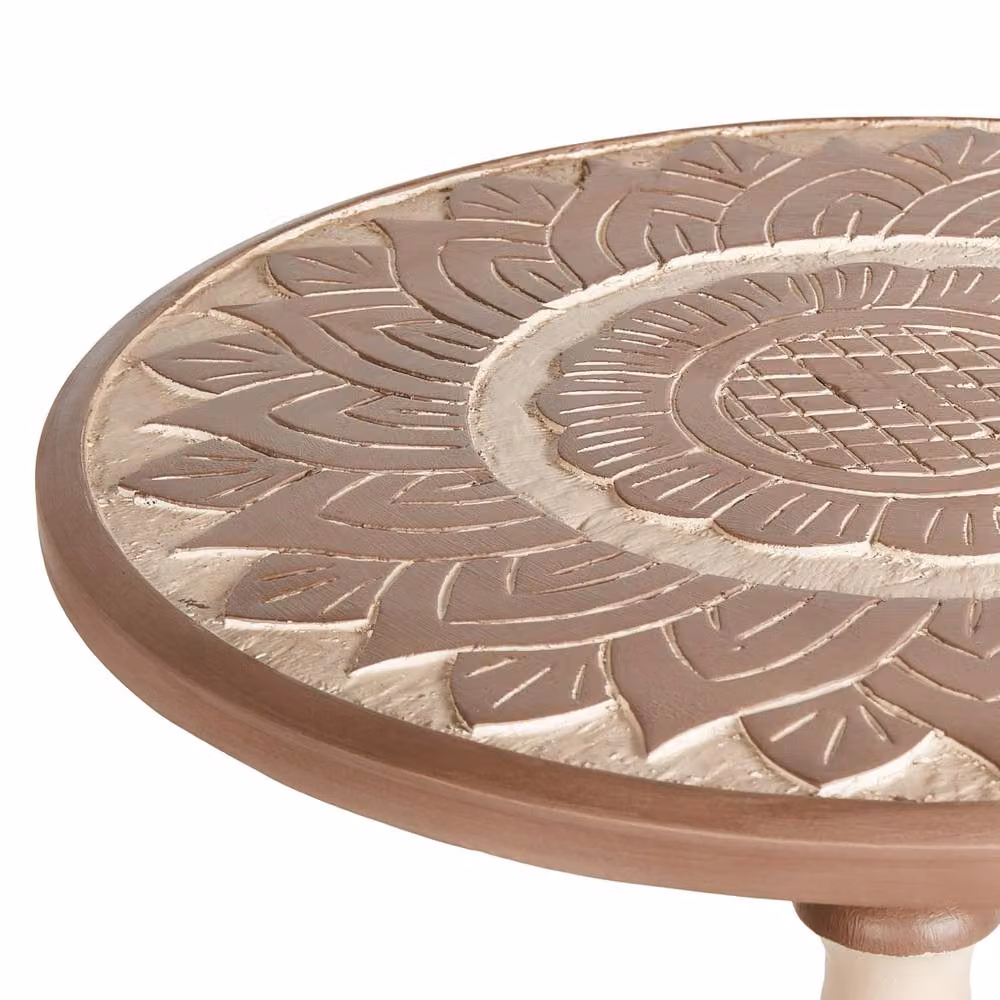 Wyld and Coco Everwood Round Mango Wood Side Table in Brown, W/D/H: 45 x 45 x 53 cm – 3