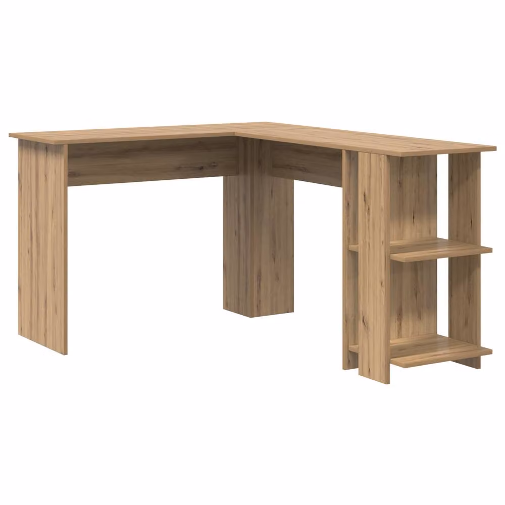 Berkfield Home Corner Desk with Storage in Artisan Oak Brown, W: 140 cm, D: 113.5 cm, H: 75 cm – 2