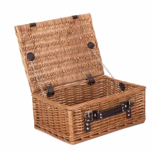 Red Hamper Double Steamed Rattan Picnic Basket in Red and Brown, W: 36 cm