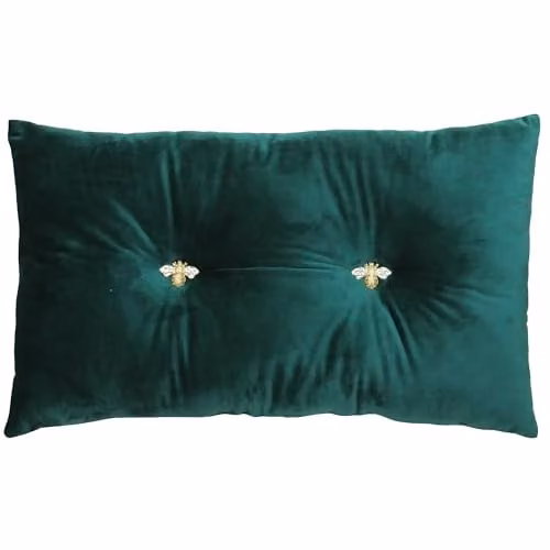 Paoletti Bumble Green Velvet Ready Filled Rectangular Cushion W/H: 30 x 50 cm
