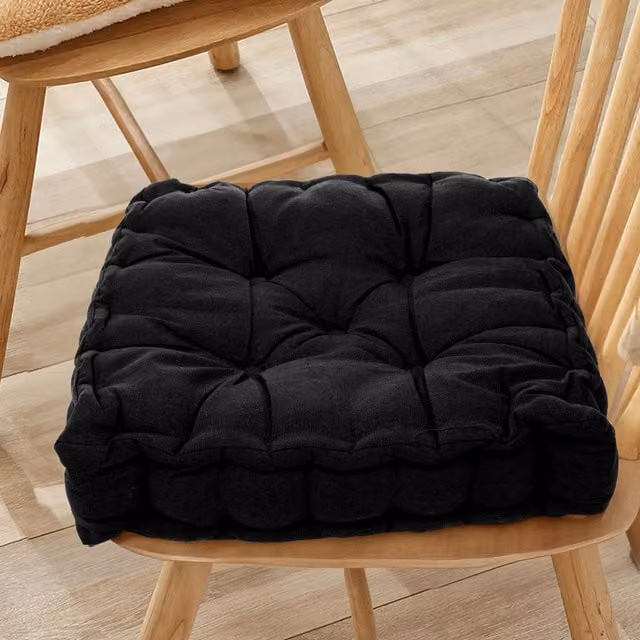 Livingandhome Black Square Garden Chair Cushion with Carry Handle and Breathable Polyester Fabric