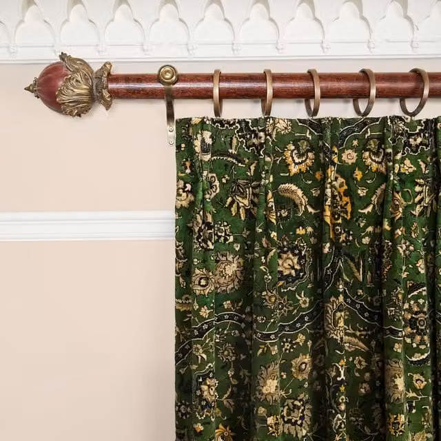 House of Hackney Zanjan Velvet Fabric Panel Curtain in Green