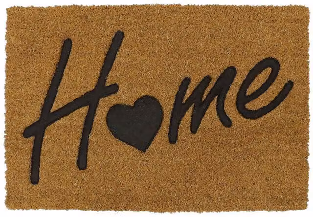 JVL Rectangular Coir Doormat with Rubber PVC Backing, Brown/Beige, W: 40 cm, D: 60 cm