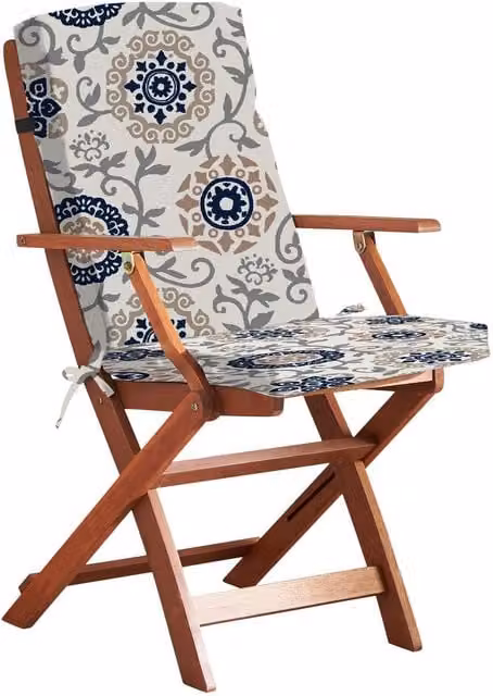 Livinluxury Athens Water Repellent Full Chair Seat and Back Pad in Silver and Multicolour