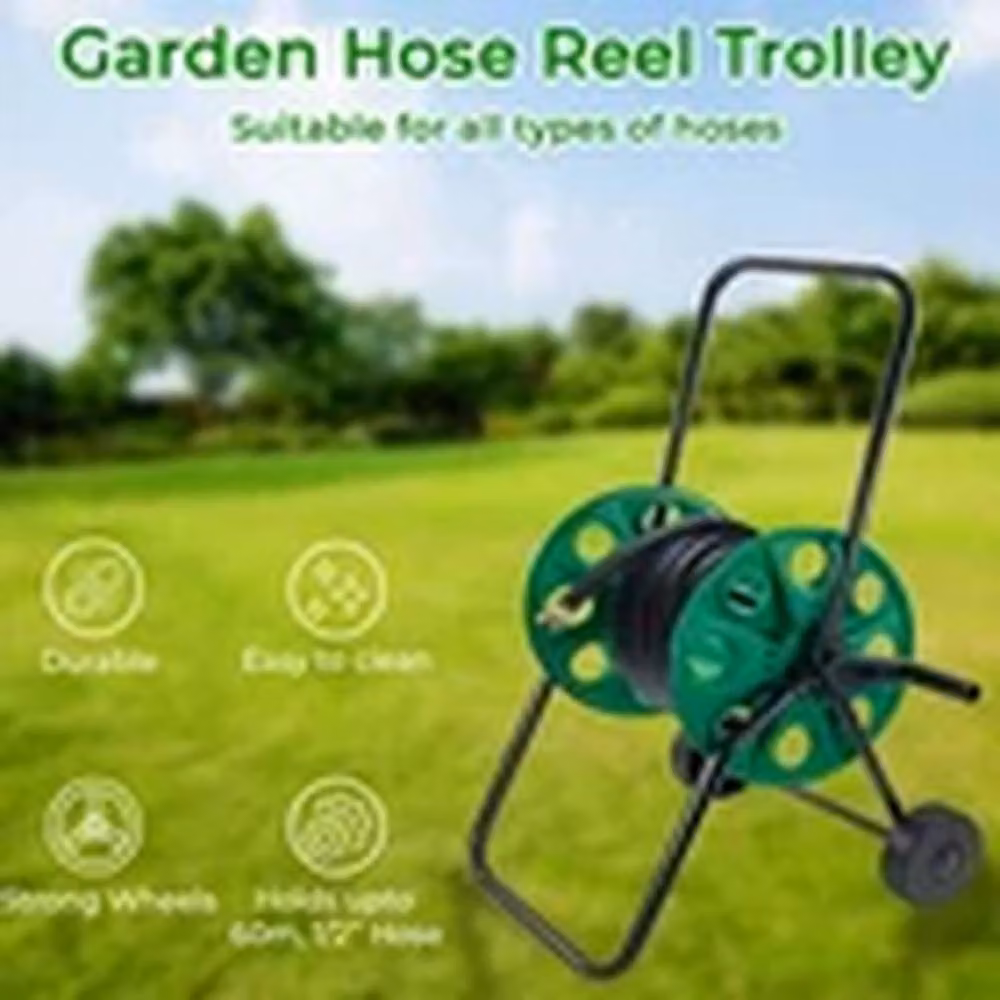 EONLION Green and Black Portable Hose Reel Trolley with 60m Capacity – 2