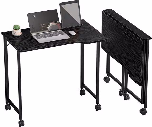 Rolipo Small Folding Writing Desk with Castors in Black