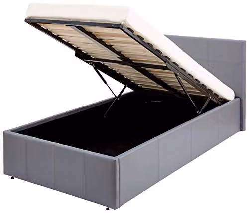 GFW Grey Upholstered Small Double Ottoman Bed Frame with Lift Up Base, W: 120 cm, D: 200 cm, H: 148 cm – 5