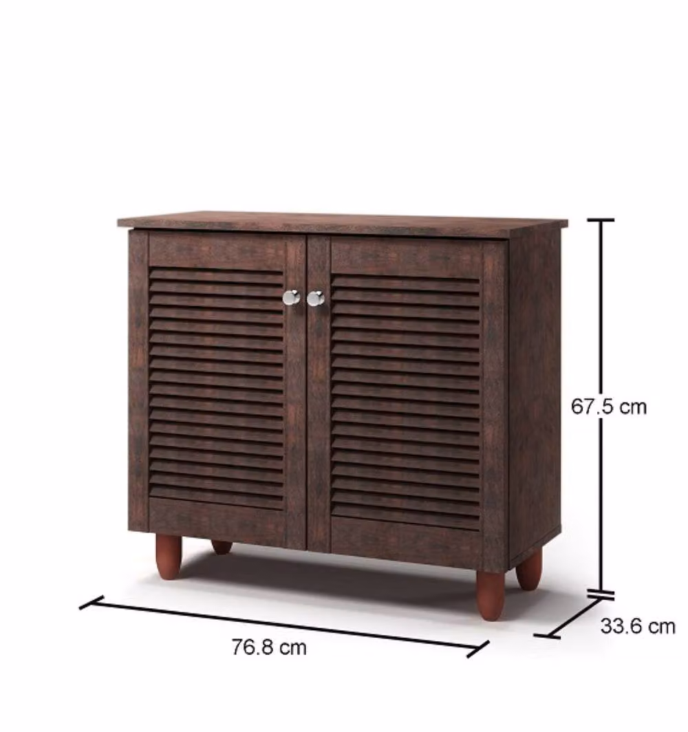 Timber Art Design Modern Brown Shoe Storage Cabinet with 2 Hinged Doors – 2