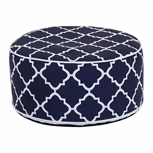 Charles Bentley Inflatable Indoor/Outdoor Foot Stool Pouffe Bean Bag in Blue and White Pattern, H 23 cm x W 53 cm x D 53 cm – 5