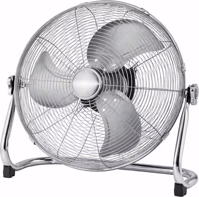 Sohler 18 inch Industrial Metal Floor Fan, 100W, 3 Speed High Velocity Cooling, Silver