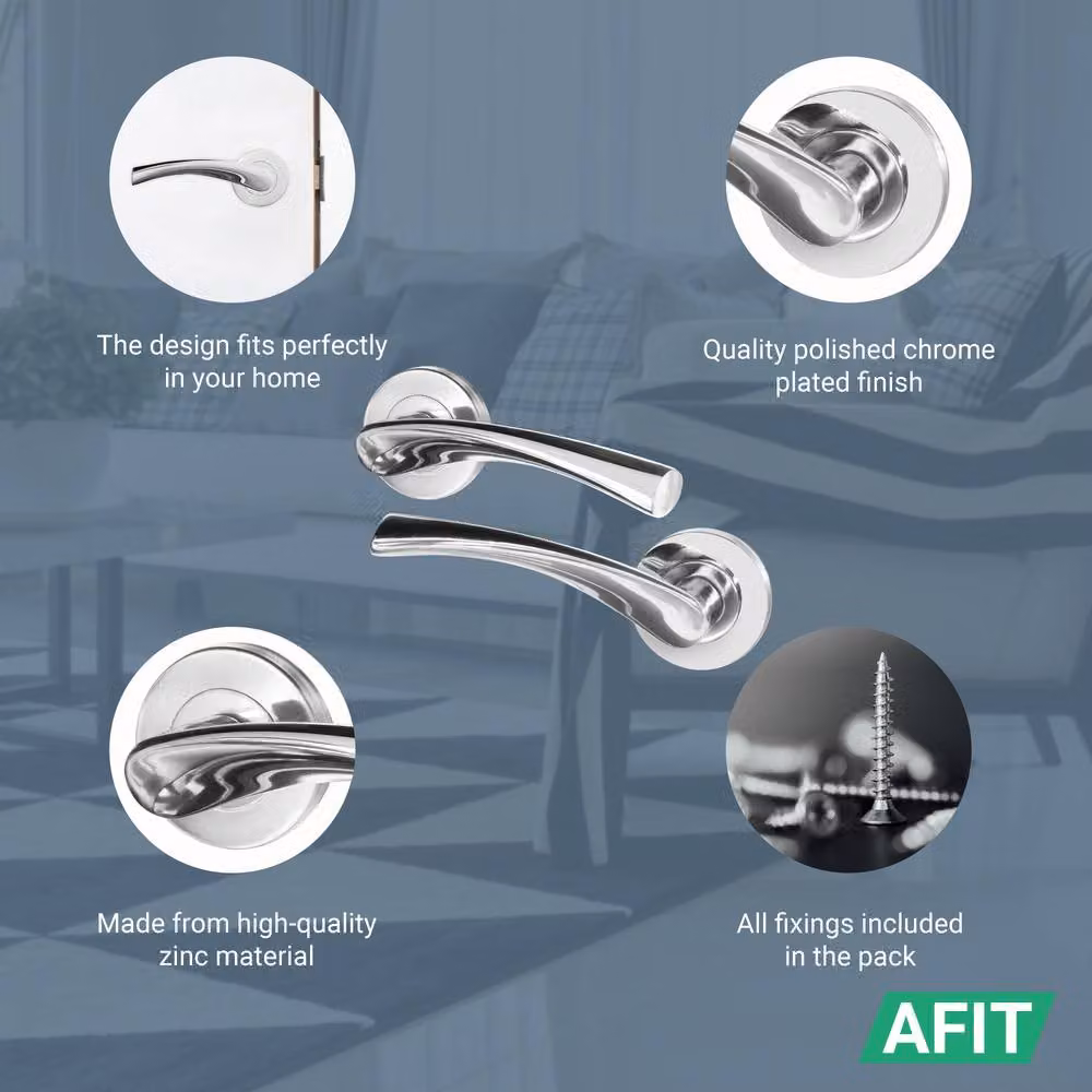 AFIT Novi Range Chrome Internal Twist Door Handles, Silver, W/D/H: 15.0 x 15.0 x 2.0 cm – 2