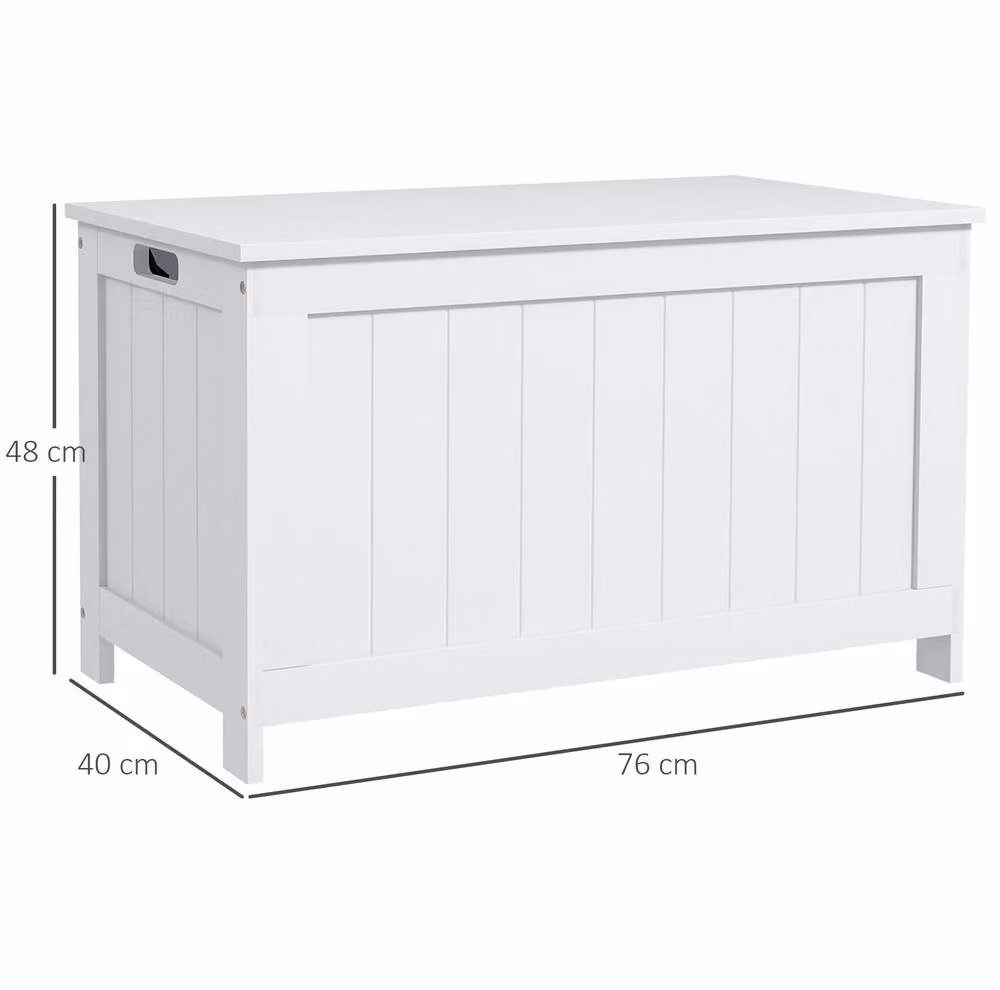 STILVORA White MDF Storage Chest with Safety Hinges and Handles, W/D/H: 48.0 x 35.3 x 35.3 cm – 2