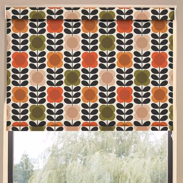 Orla Kiely Spot Flower Stem Translucent Made to Measure Roller Blind in Tomato Pink