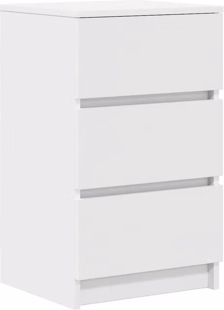 Berkfield Home White Bedside Cabinet with 3 Drawers W/D/H: 39 x 35 x 65 cm