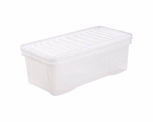 Wham Set of 5 Transparent Plastic Underbed Storage Boxes with Lids, 62L, W: 79.5 cm, D: 39.5 cm, H: 25 cm – 1