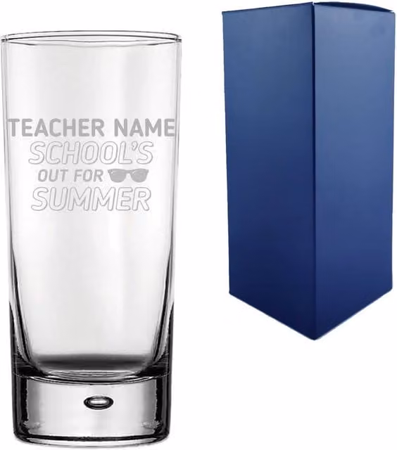 Uniqueful Personalised Teacher Schools Out For Summer Design Hiball Glass Tumbler in Clear, 100ml