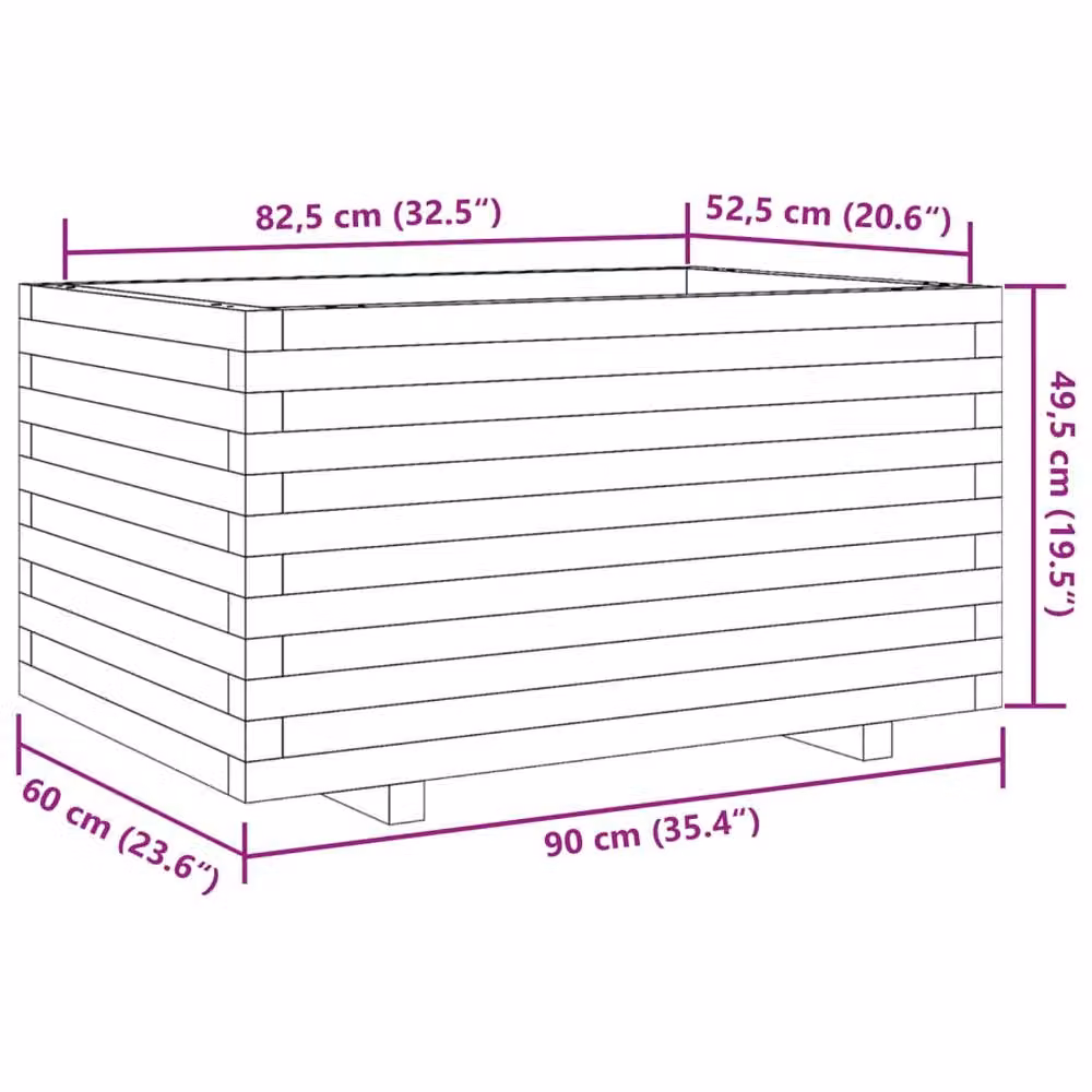 Berkfield Home Garden Wood Planter Tub in Brown, W/D/H: 90 x 60 x 49.5 cm – 2