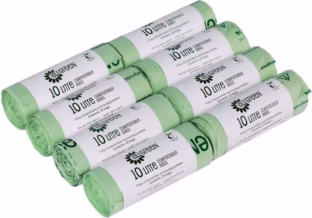 All-Green Compostable Food Waste Bin Liners, Green, 10 Litre
