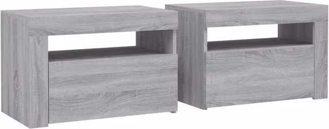 Berkfield Home Modern Bedside Cabinets, 2 Piece Set with Integrated LED Lighting, Grey Sonoma, W: 60 cm, D: 35 cm, H: 40 cm