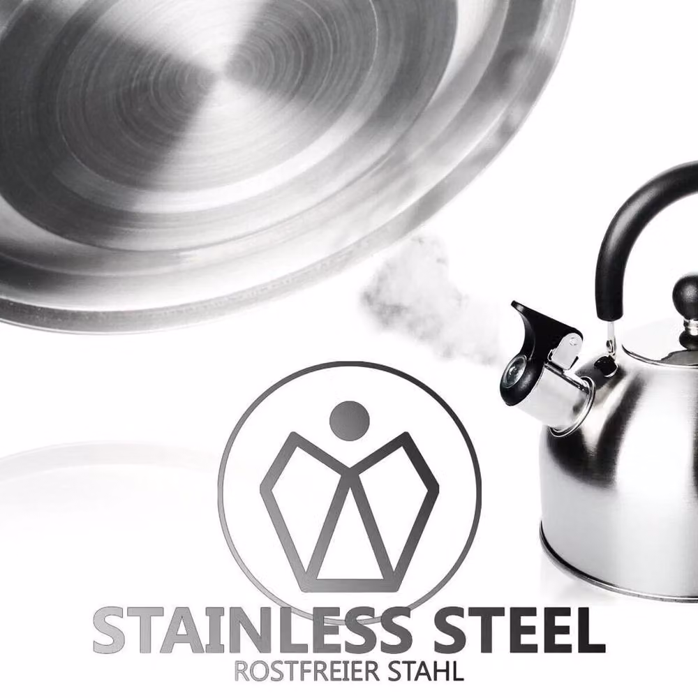 PAWNORA Silver Stainless Steel Whistling Camping Kettle, 2.1 l – 4